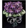 Image 1 : Signed Mazer Enamel Flower Bouquet Pin.