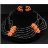 Image 1 : Signed Italy Coral Necklace & Earrings.