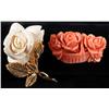 Image 1 : Carved Coral Flower Basket & Nettie Rosenstein Pin