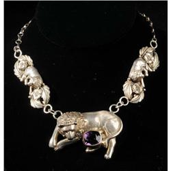 Lion Necklace with Amethyst Stone.