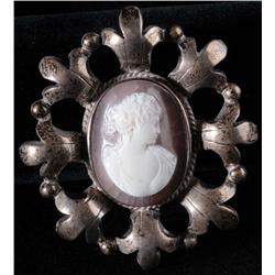 Mexican Pin with Early Carved Cameo.