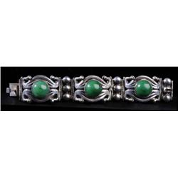 Mexican Sterling Bracelet with Green Stones.