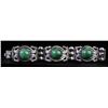 Image 1 : Mexican Sterling Bracelet with Green Stones.