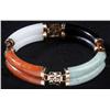 Image 1 : Gold Bracelet with 4 Links of Jade.