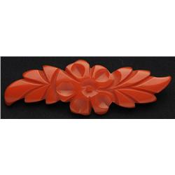 Bakelite Orange Floral Pin.