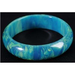 Bakelite Heavily Marbleized Blue Moon Bracelet.