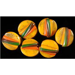 Lot of 6: Bakelite Geometric Buttons.