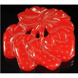 Bakelite Red Strawberries Pin.