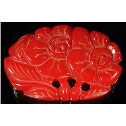 Bakelite Red Flower Pin.