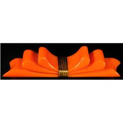 Bakelite Orange Bow Pin.