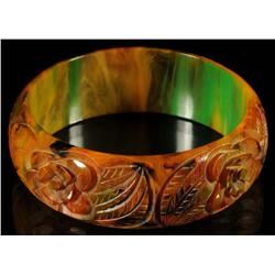 Bakelite Carved End of Day Bracelet.