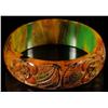 Image 1 : Bakelite Carved End of Day Bracelet.