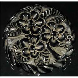 Bakelite Carved Black Pin.