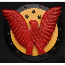 Bakelite 3-Color Eagle on Shield Pin.