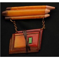 Bakelite Pencils with Hanging Books Pin.