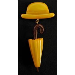 Bakelite Green Man's Hat with Hanging Umbrella Pin