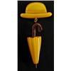 Image 1 : Bakelite Green Man's Hat with Hanging Umbrella Pin
