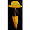 Image 2 : Bakelite Green Man's Hat with Hanging Umbrella Pin