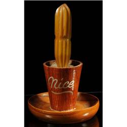 Bakelite Cactus in Wooden Pot.
