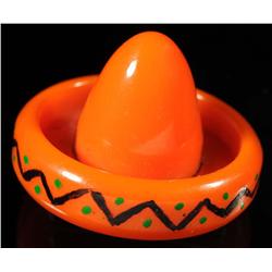 Bakelite Orange Mexican Hat Pin.