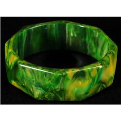 Bakelite Heavily Marbleized Chunky Zigzag Bracelet