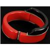 Image 1 : Bakelite Black & Red Deco Clamp Bracelet.