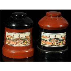 Bakelite Brown & Black Salt & Pepper Shaker Set.