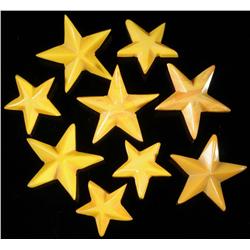 Lot of 9: Bakelite Marbleized Cream Star Buttons.