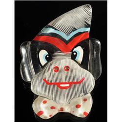 Clear Lucite Monkey Pin.