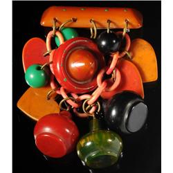 Bakelite Multicolor Mexican Siesta Pin.