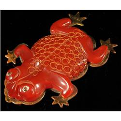 Bakelite Over Brass Frog Pin.