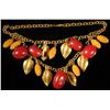Image 1 : Bakelite Tomato & Corn Necklace with Metal Leaves.