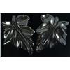 Image 1 : Pair of Bakelite Deeply Carved Black Floral Clips.