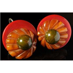 Bakelite 3-Color Earrings.
