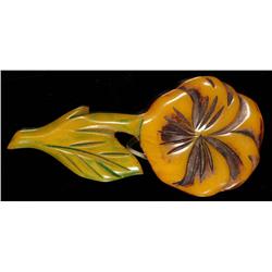 Large Bakelite Over Dyed Floral Clip.