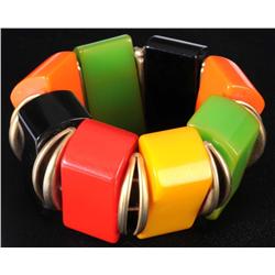 Bakelite & Brass Stretch Bracelet.