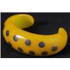 Image 1 : Bakelite Green Bracelet with Inlaid Black Dots.