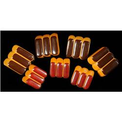 Lot of 7: Laminated Bakelite 2-Color Buttons.