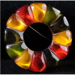 Bakelite Apple Juice Colored Pin.