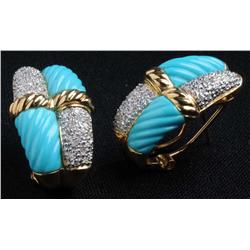 Turquoise & Diamond Earrings.