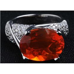 Fire Opal & Diamond Ring.