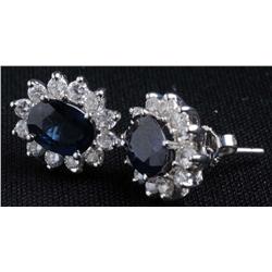 Pair of Sapphire & Diamond Earrings.