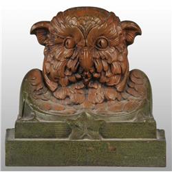 Cast Iron Owl on Pedestal Base Doorstop.