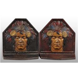 Lot of 2: Cast Iron Indian Bookend Pairs.