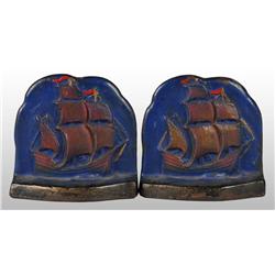 Lot of 2: Cast Iron Ship Bookend Pairs.