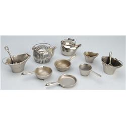 Lot of 9: Cast Iron Children's Stove Accessories.