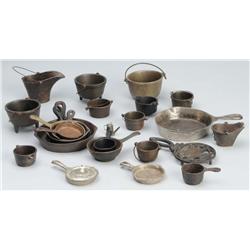 Lot of 24: Cast Iron Children's Stove Accessories.
