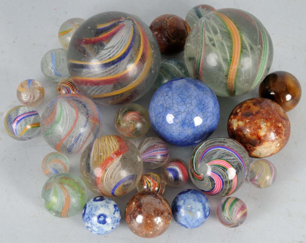 Lot of 28: German Handmade Marbles.