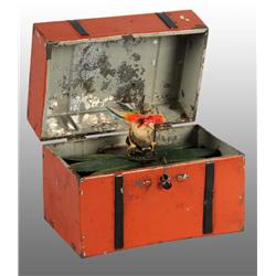 Tin Hand-Painted Singing Bird in Trunk Wind-Up Toy
