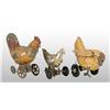 Image 1 : Lot of 3: Tin Hand-Painted Rooster Toys.